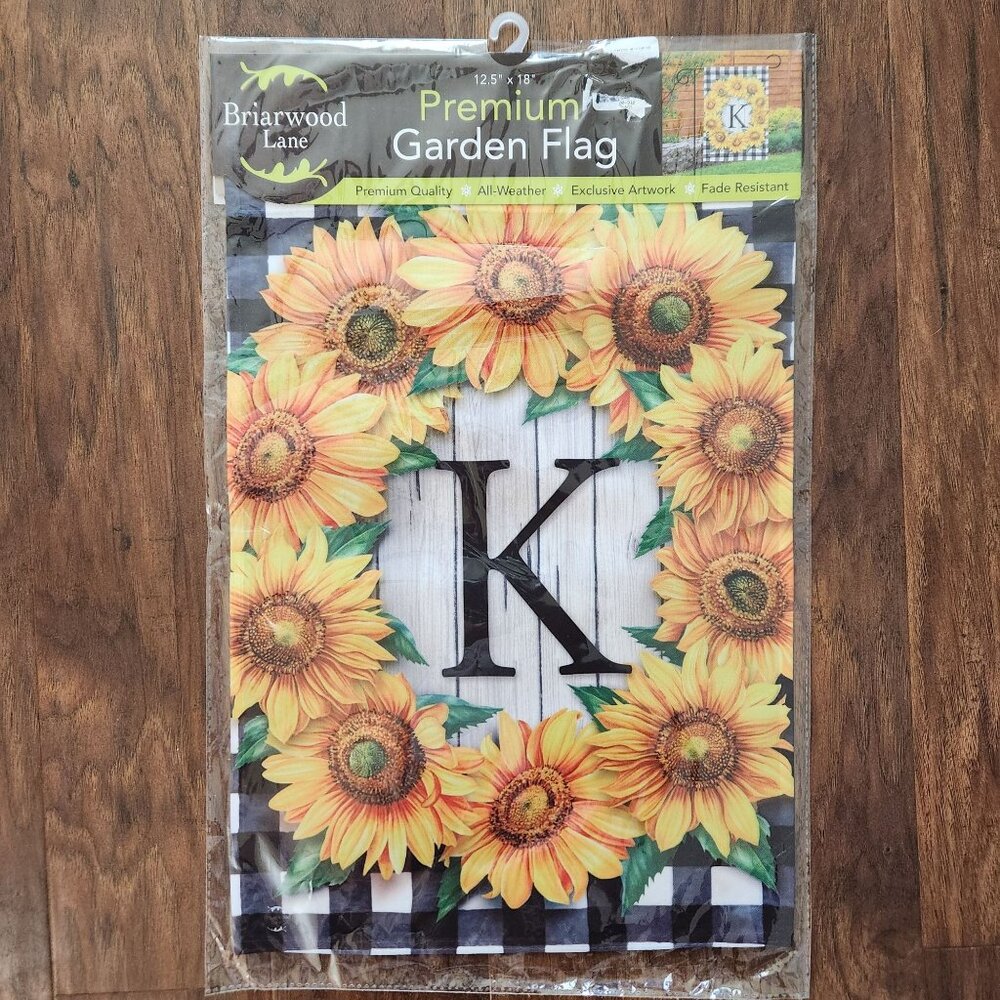 Briarwood Lane Sunflowers Monogram Letter K Garden Flag 18" x 12.5"